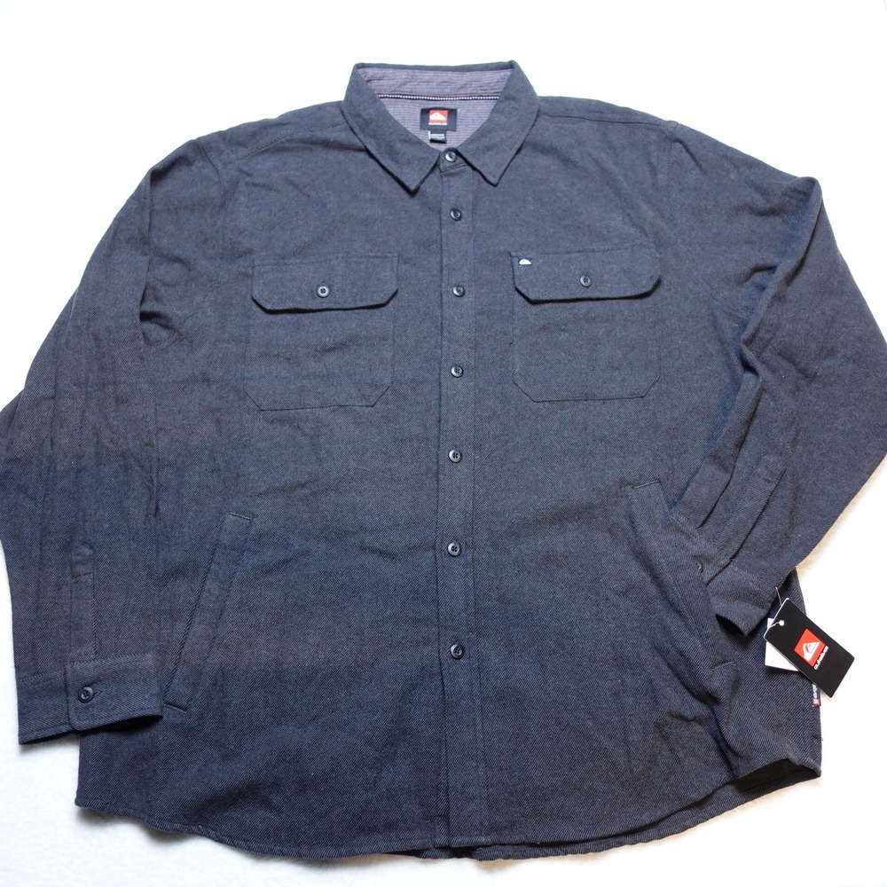 Quiksilver Button Up Shirt Mens 2XL Anthracite Grey Cotton LS QSM35LW142